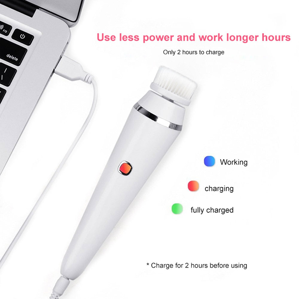 4 IN 1 Electric Face Deep Cleansing Brush Spin Pore Cleaner For face