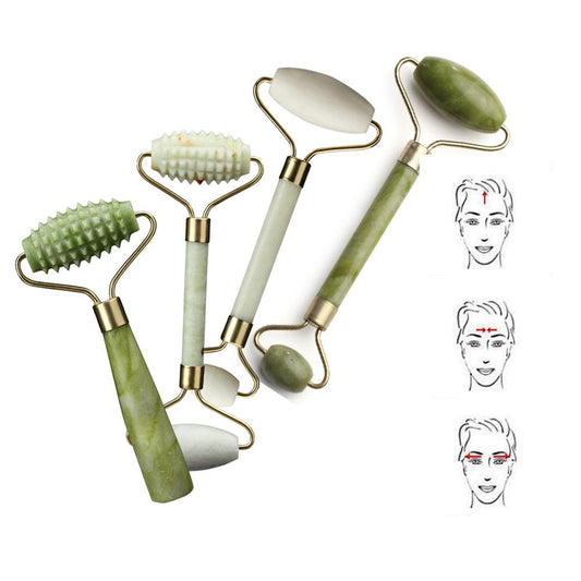 Double Head Green Jade Roller Massager Eye Face Neck Facial