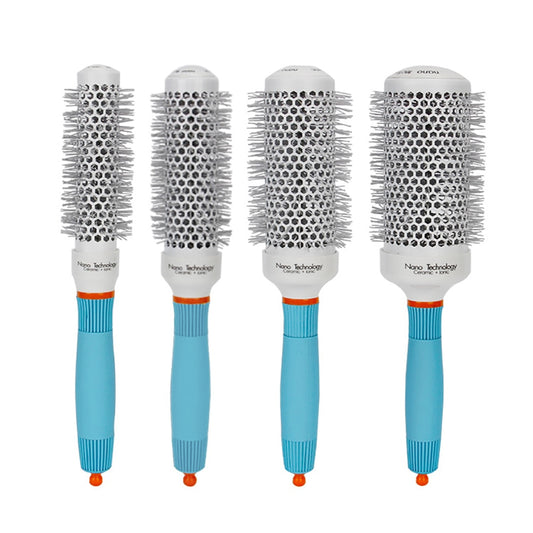 Professional Round Blue Hair Brush Ceramic Ion Hairbrush Comb